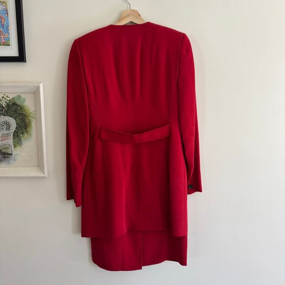VINTAGE DANA BUCHMAN Red Dress Jacket Set Size 2 - Picture 7 of 8